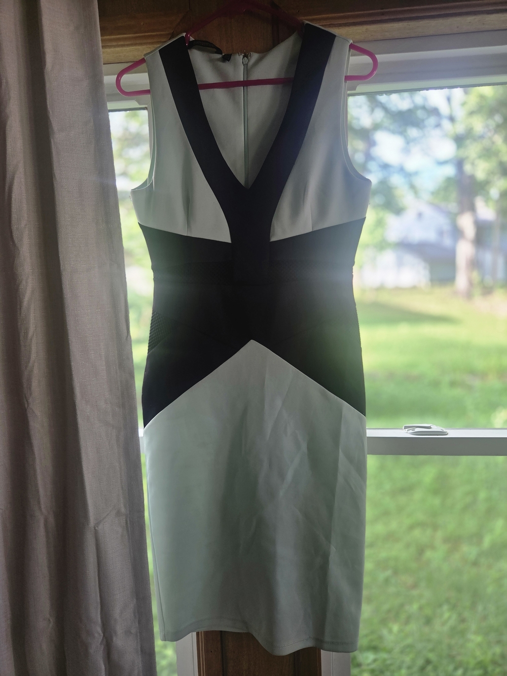 Kardashian Kollection Black & Green V-Neck Colorblock Bodycon Dress